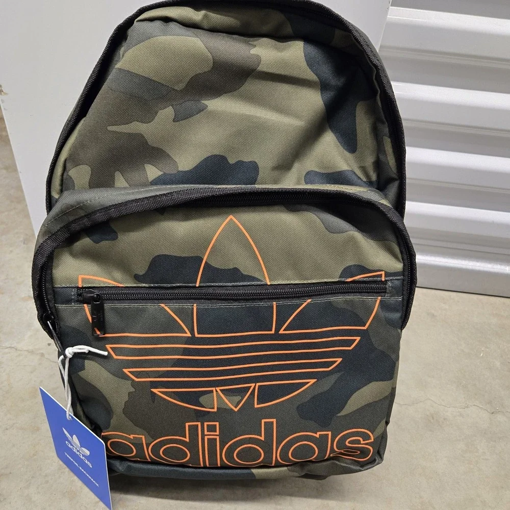 New Adidas Original Trefoil Camoflauge Orange Signal Backpack